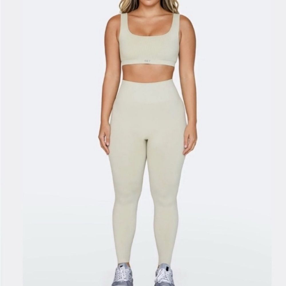 Set Active Sculptflex Beige Oat Milk Compression Legging Seamless- Size XS